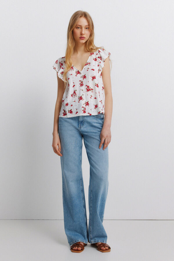 Springfield Embroidered short sleeve T-shirt beige