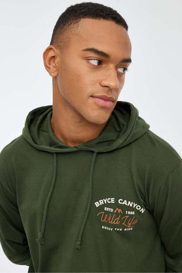 Inside T-shirt com capuz estampado verde