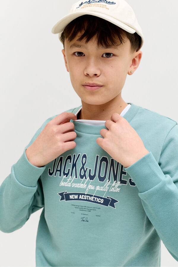 Jack & Jones Junior Sudadera logo grande turquesa
