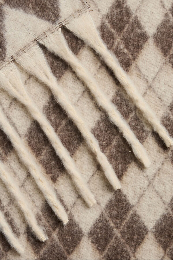 Pieces Bufanda cuadros flecos marrón