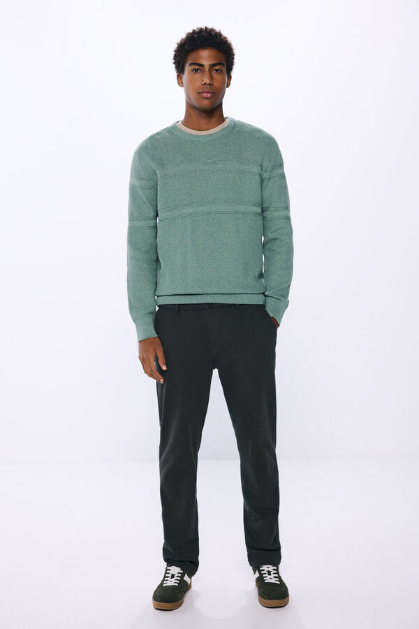 Springfield Striped structured jersey green