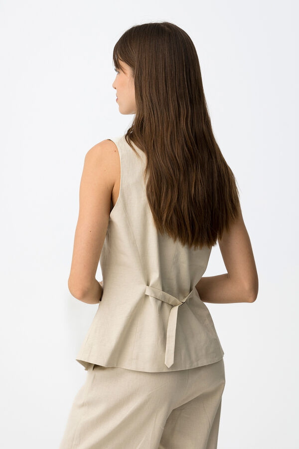 Tiffosi Top slim sin mangas beige