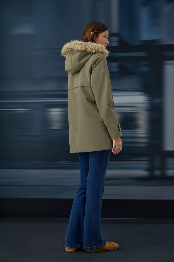 Springfield Parka with faux fur hood printed