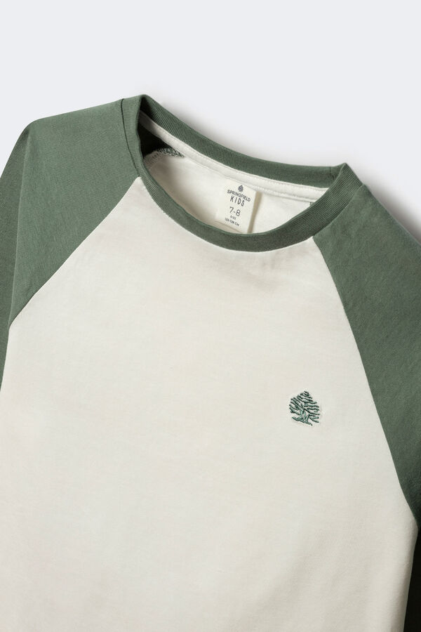 Springfield Kids Camiseta manga larga bicolor ni&ntilde;o verde