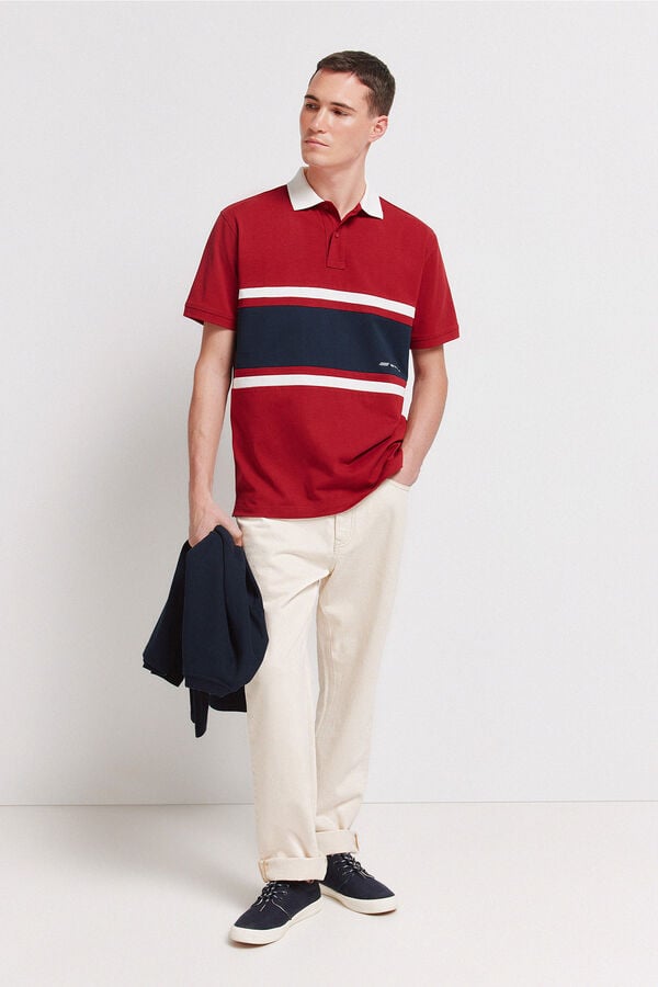 Springfield Piqu&eacute; sport positional regular fit polo red