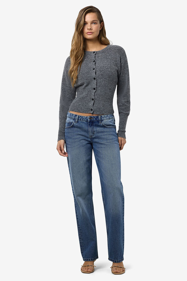 Noisy May C&aacute;rdigan abullonado gris