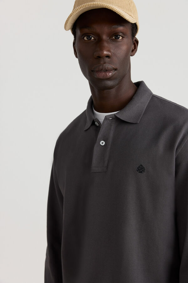 Springfield Polo piqu&eacute; manga larga regular fit gris