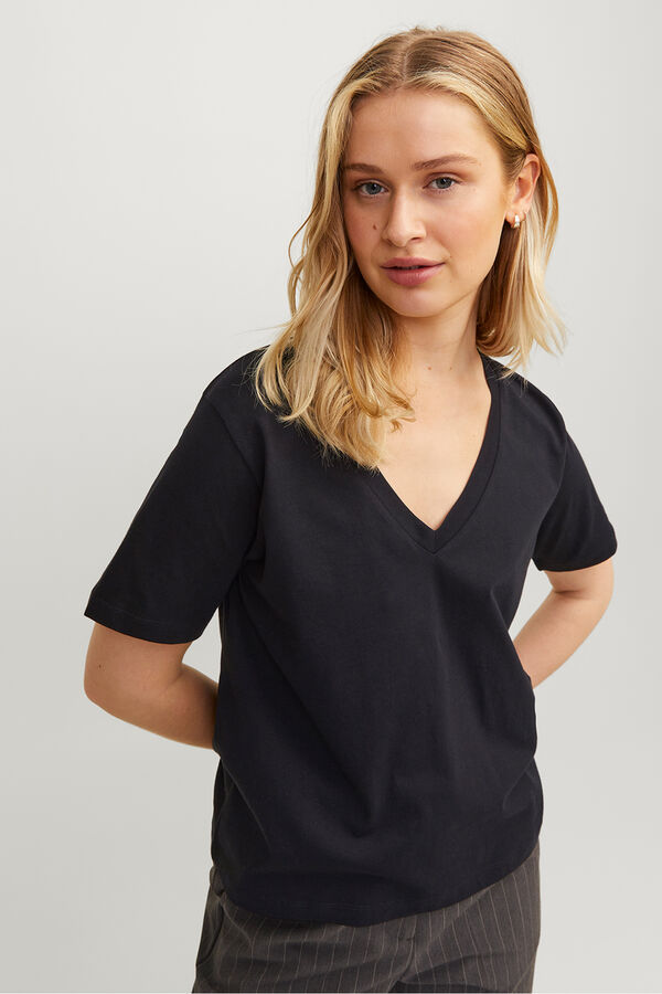 Jack & Jones Camiseta cuello pico negro