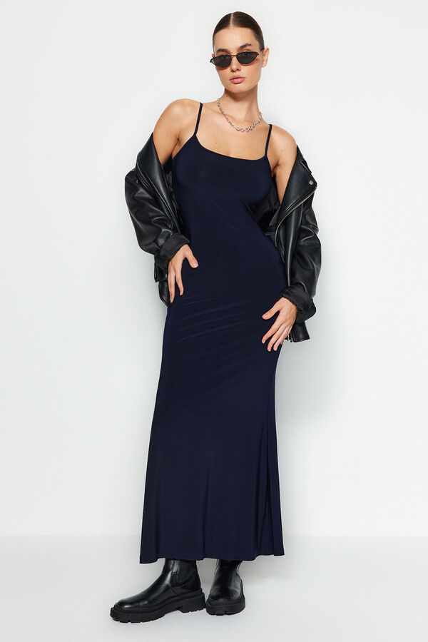 Trendyol Vestido tubo de punto largo azul