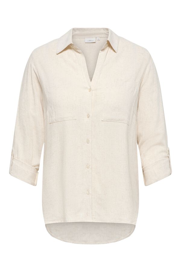Only Carmakoma Camisa fluida talla grande beige