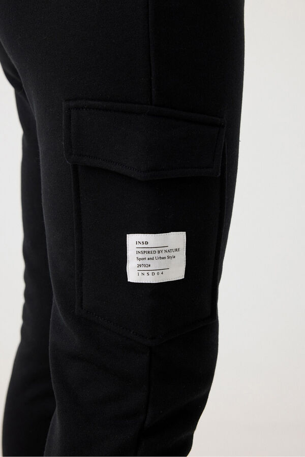 Inside Pantal&oacute;n Jogger Cargo De Felpa negro