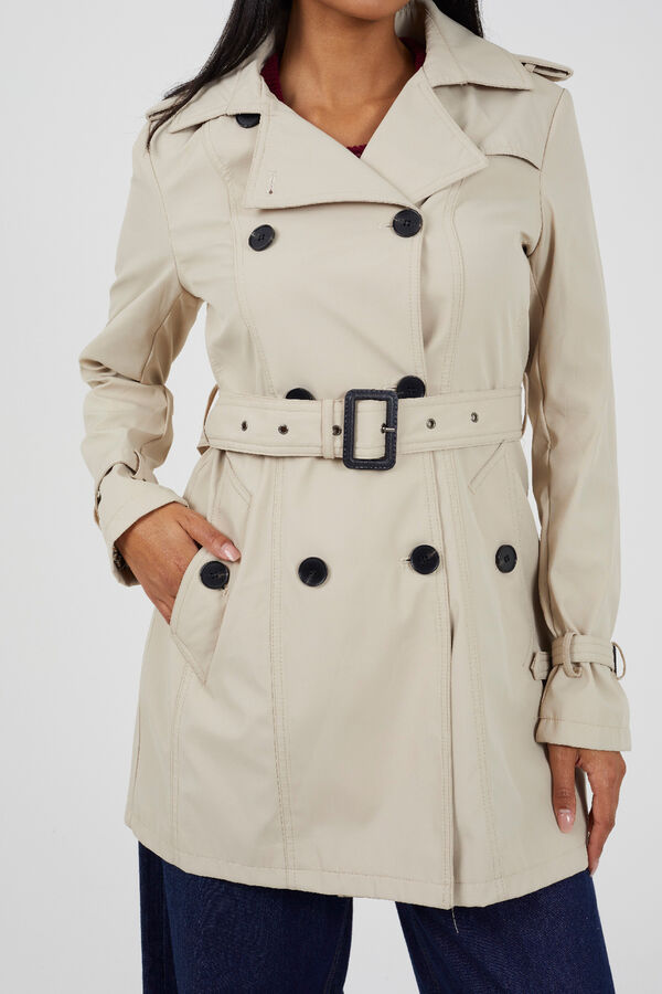 Brave Soul Trench coat with belt and buttons brown
