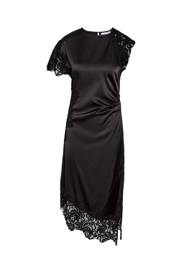 Noisy May Satin-finish dress with lace details black