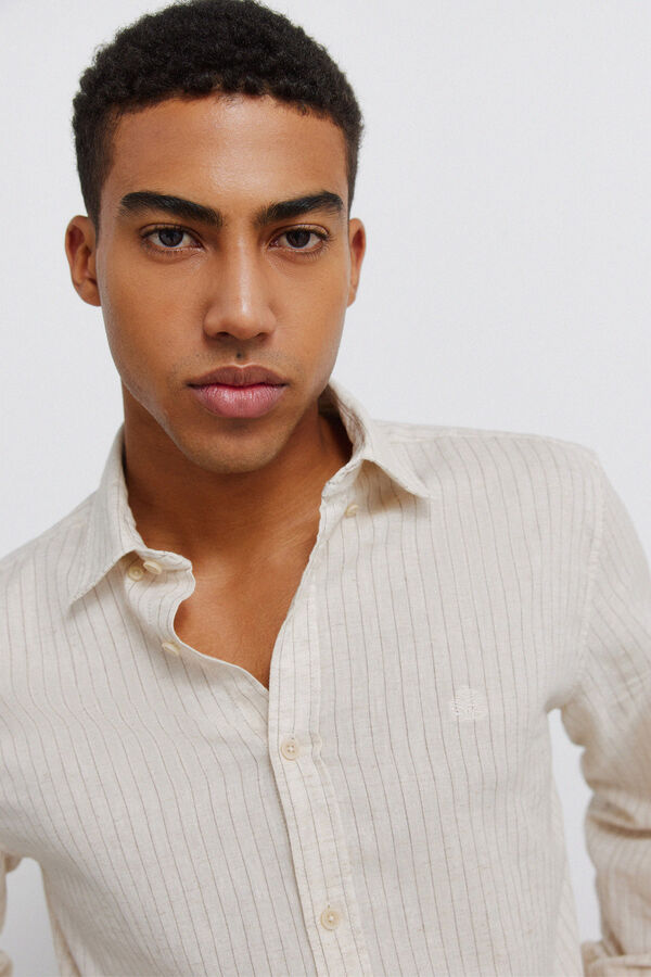 Springfield Striped linen shirt grey