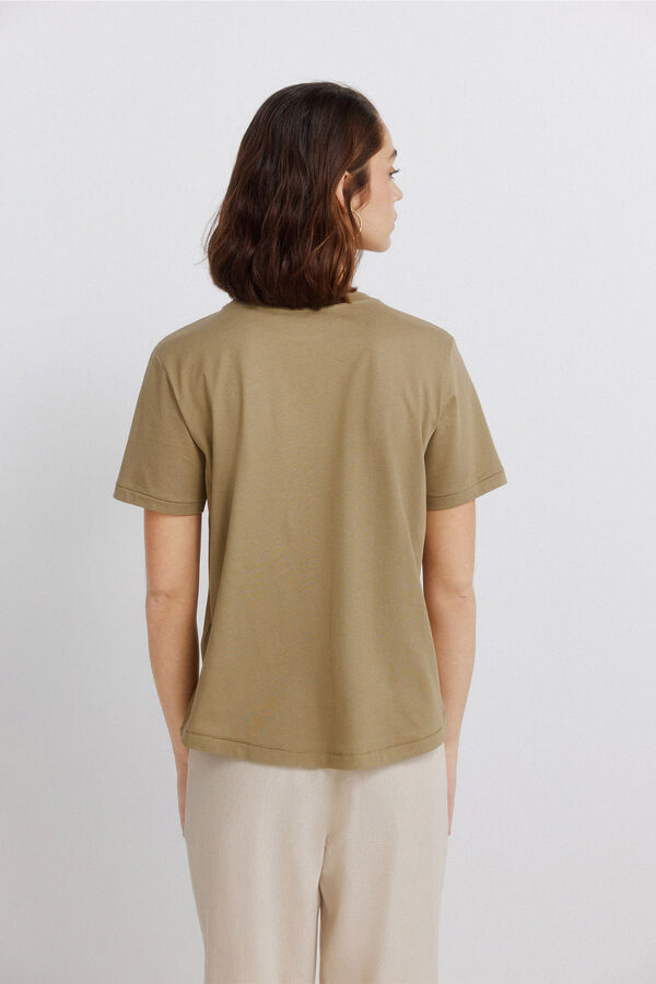Springfield Studded short sleeve T-shirt beige