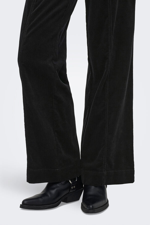 Only Wide leg corduroy trousers Crna