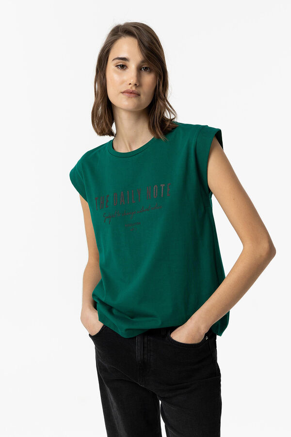Springfield T-shirt with front slogan in relief zelena