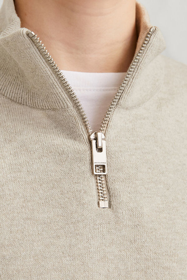 Jack & Jones Junior Sweater with zip fastening neck grey