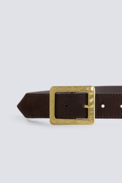 Springfield Faux suede belt with gold buckle