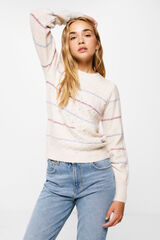 Springfield Striped cable knit jumper camel
