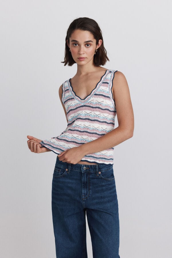 Springfield Top multicolor de malha branco