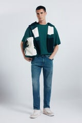 Springfield Jeans en knit denim sobretintado slim fit turquesa