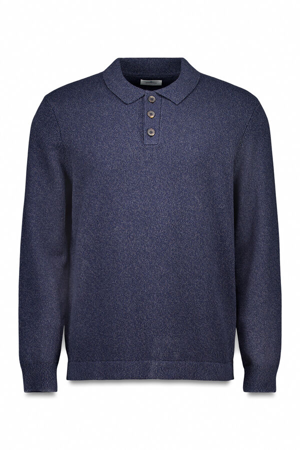 Springfield Polo shirt neck jumper with buttons blue