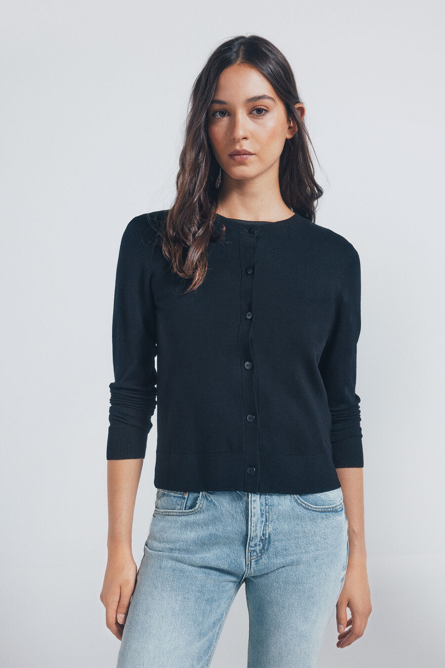 Cardigan botones cuello redondo viscosa