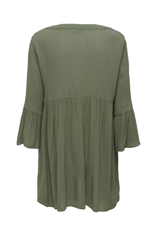 Only Vestido fluido media manga verde