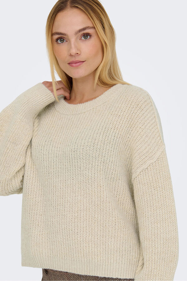 Only Jersey de cuello redondo beige