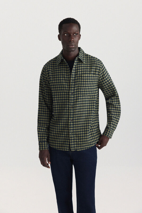Springfield Chemise en flanelle &agrave; carreaux vichy vert