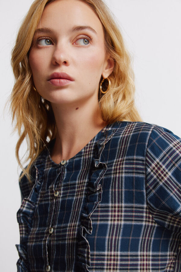 Springfield Blouse checkered blouse blue