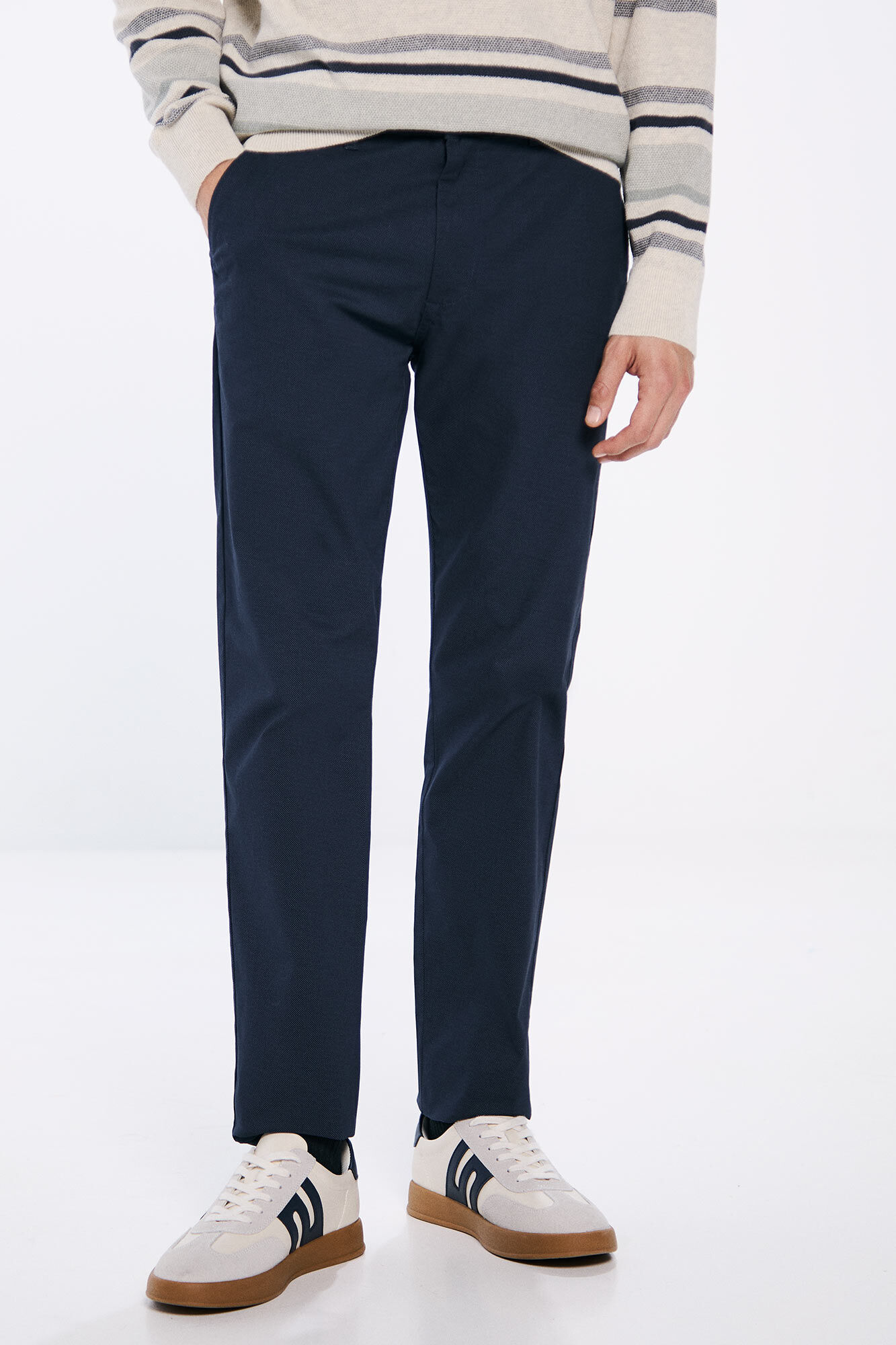 Slim fit micro-printed chinos | Trousers for men | SPF