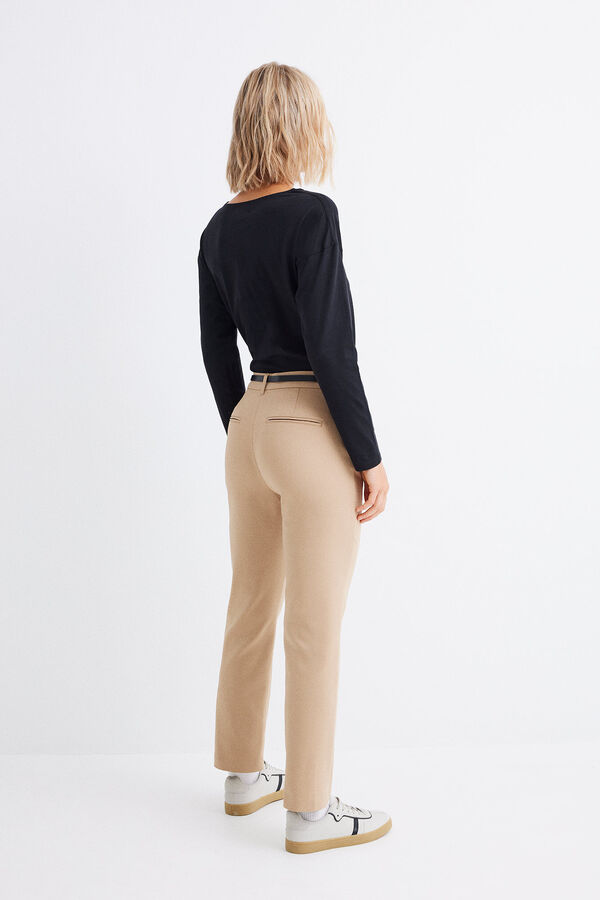 Springfield Pantalon chincheux ceinture beige moyen