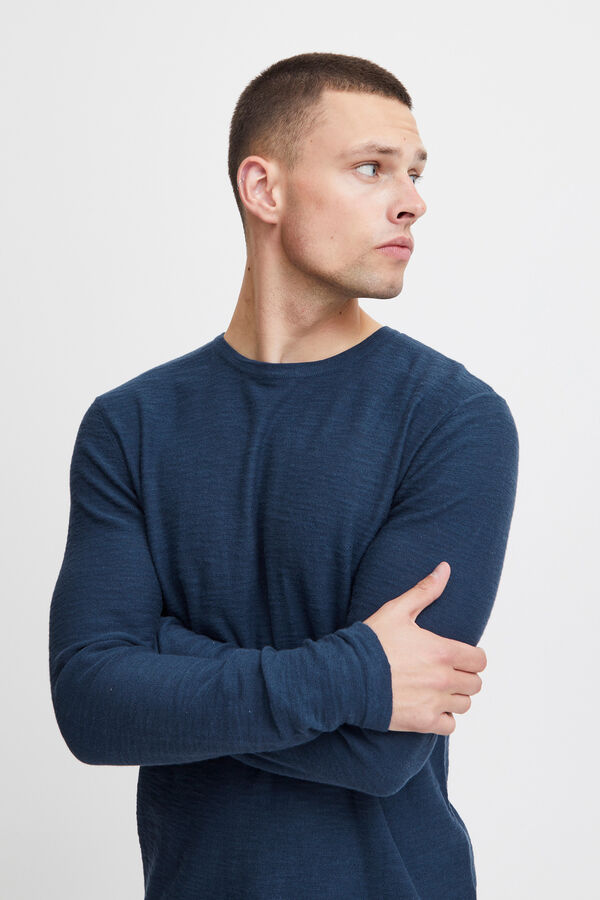 Springfield Round neck jersey-knit jumper  tamno plava