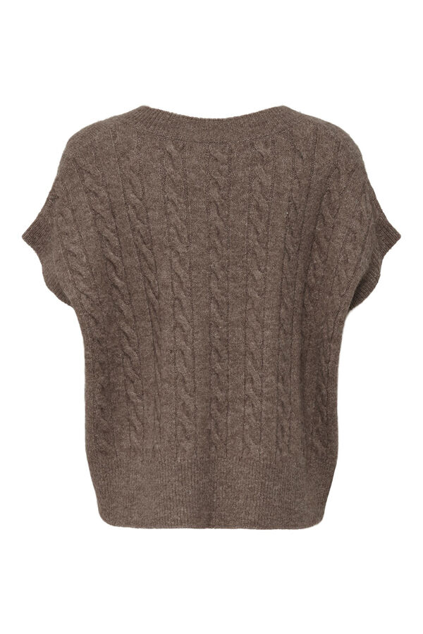 Springfield Jersey-knit sweater vest with a V-neck smeđa