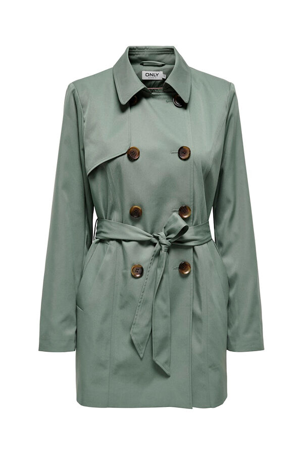 Only Belted midi trench coat printed