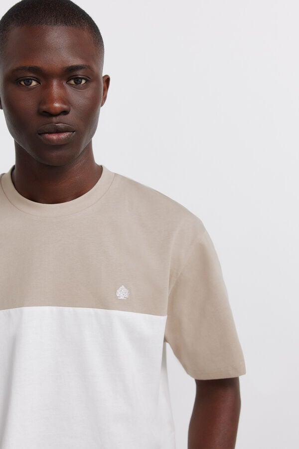 Springfield Colour block T-shirt nude