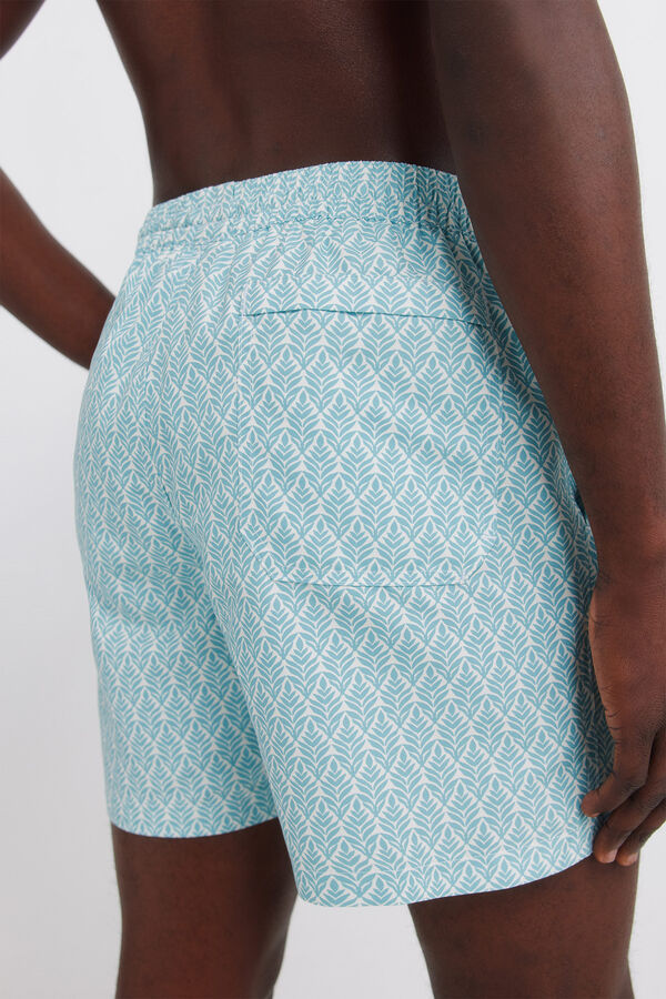 Springfield Fato de banho estampado de folhas azul