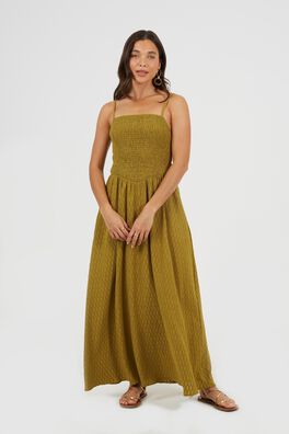 Vestido largo con detalle fruncido
