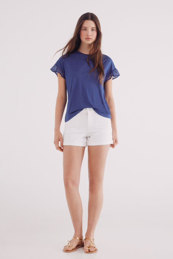 Springfield plumetis ruffle sleeve -shirt printed