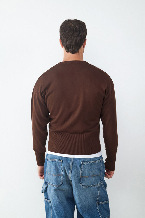 Balmohk Striped V-Neck Sweater grey