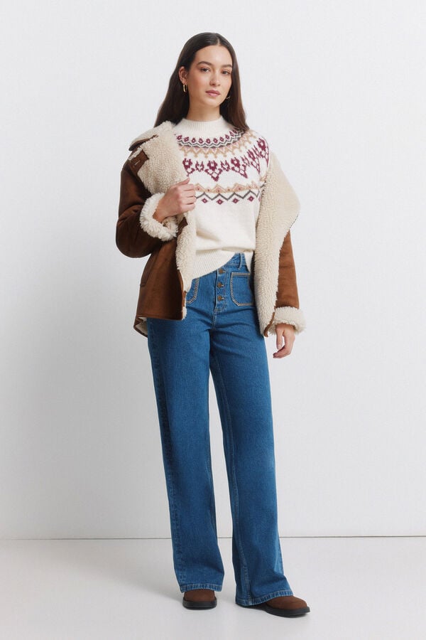 Springfield Super wide jeans with patch pockets blue