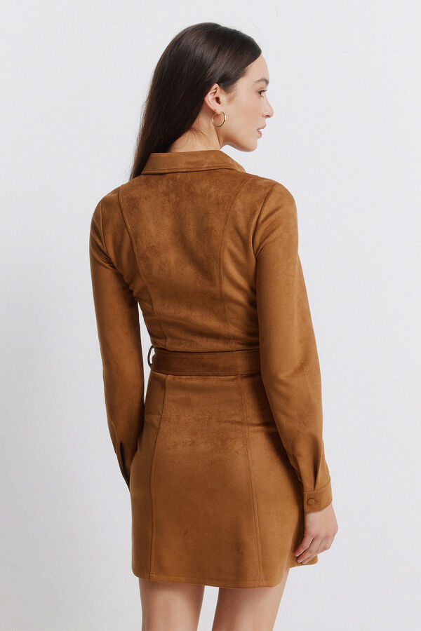 Springfield Robe chemise courte en daim nude