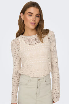 JDY Su&eacute;ter de gola gola redonda com detalhes vazados