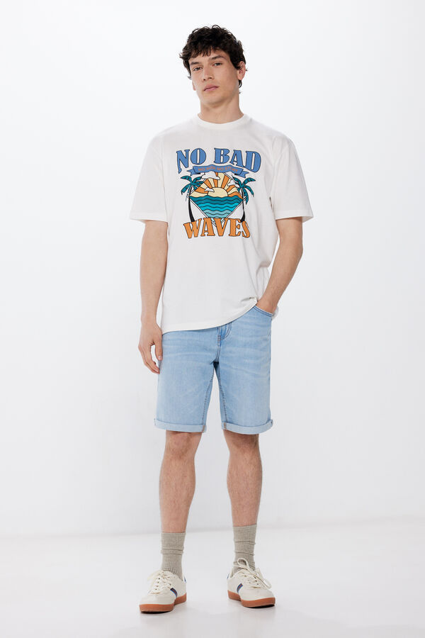 Springfield Kein schlechtes Wellen-T-Shirt Beige