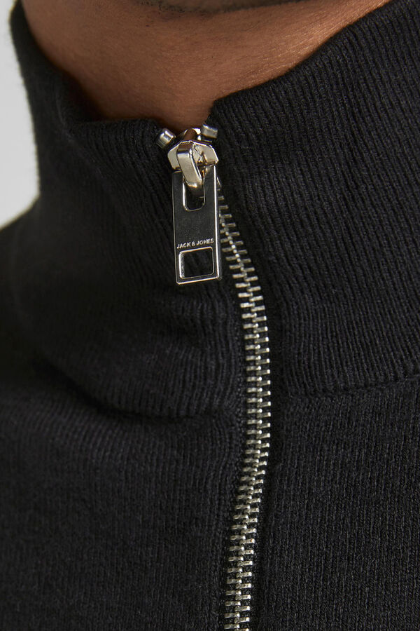 Springfield High neck jumper with zip black