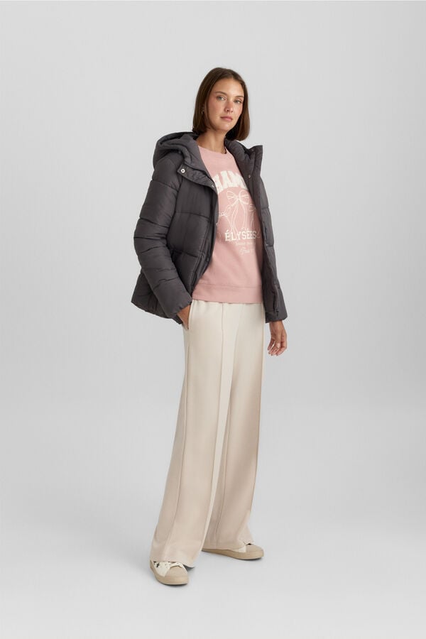 Springfield Puffer short jacket with hood grey