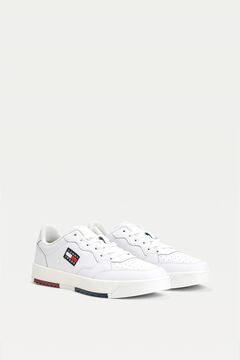 Springfield  Tommy Jeans flag leather cupsole sneaker white