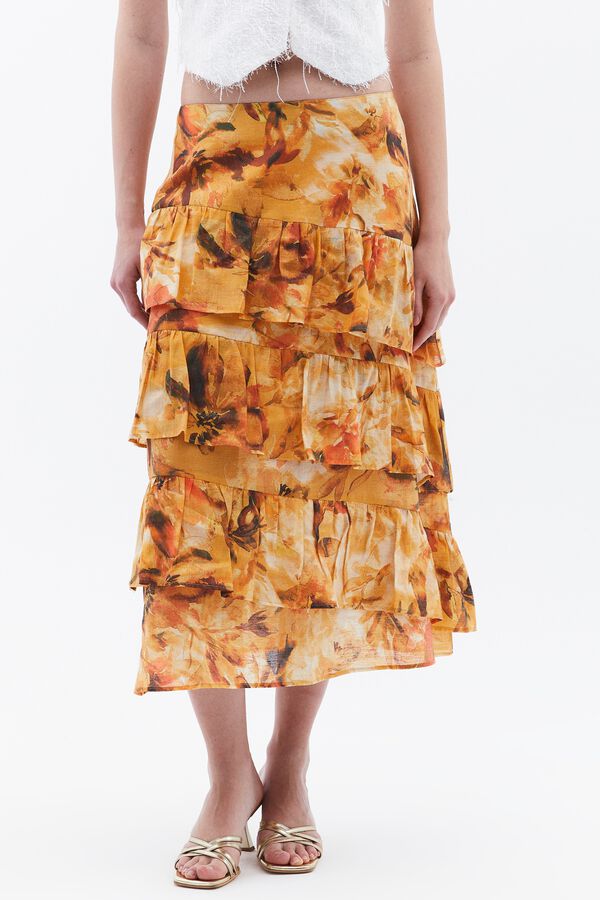 Oxxo Falda midi amarillo